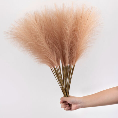Lot de 10 brins d'herbe de la pampa artificielle, 57 cm (22,3 pouces), brins courts, pour décorer vases, compositions florales, mariages et ambiance bohème.