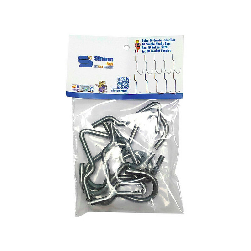 Lot de 10 crochets simples b pour fond perforé Simonrack