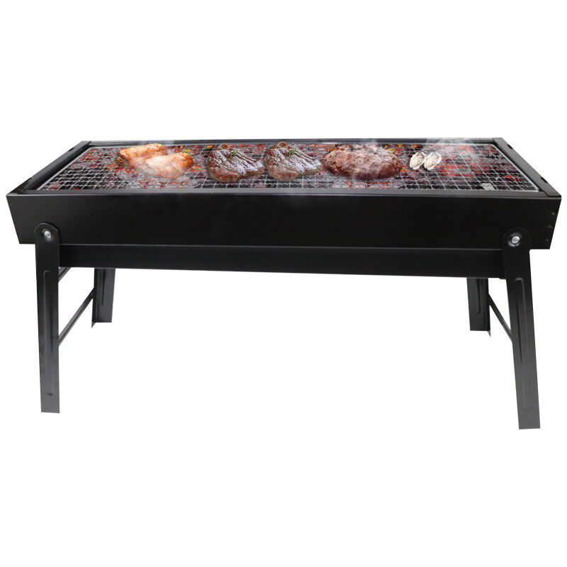 LIFCAUSAL Barbecue à Charbon Portable Gril Pliable en Acier Inoxydable pour Cuisine d'Extérieur, Idéal Camping, Pique-nique et Tables de Jardin