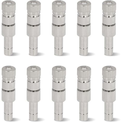 Lot de 10 Buses Brumisation Basse Pression 0,8 mm en Céramique, Laiton avec Filtre pour Connecteur 6 - 0,6