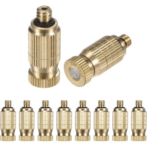 Lot de 10 Buses Brumisation en Laiton, Laiton avec Orifice 0,031"/0,8mm, Tête Buse à Haute Pression [10/24 UNC] - 0.15mm