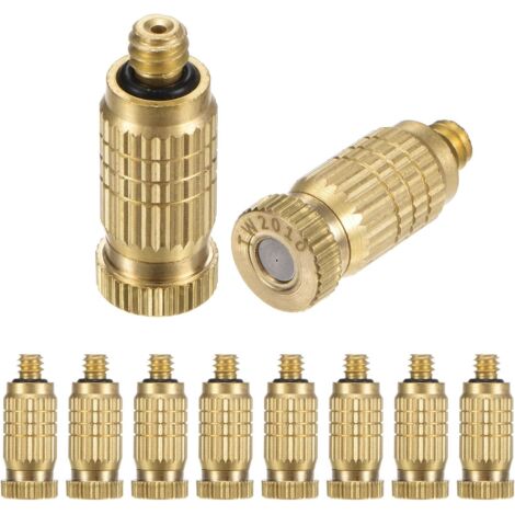 Lot de 10 Buses Brumisation en Laiton, Laiton avec Orifice 0,031"/0,8mm, Tête Buse à Haute Pression [10/24 UNC] - 0.2mm