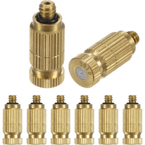 Lot de 10 Buses Brumisation en Laiton, Laiton avec Orifice 0,031"/0,8mm, Tête Buse à Haute Pression [10/24 UNC] - 0.3mm