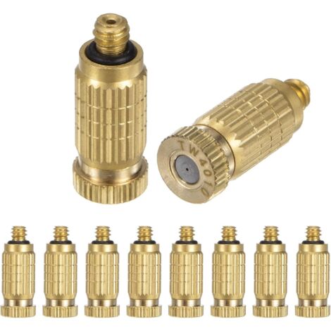 Lot de 10 Buses Brumisation en Laiton, Laiton avec Orifice 0,031"/0,8mm, Tête Buse à Haute Pression [10/24 UNC] - 0.4mm