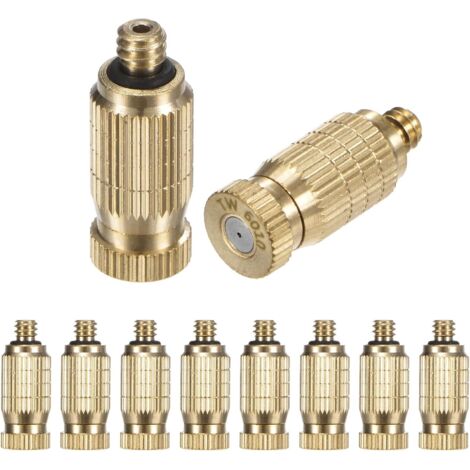 Lot de 10 Buses Brumisation en Laiton, Laiton avec Orifice 0,031"/0,8mm, Tête Buse à Haute Pression [10/24 UNC] - 0.6mm