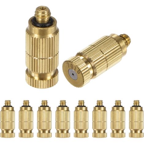 Lot de 10 Buses Brumisation en Laiton, Laiton avec Orifice 0,031"/0,8mm, Tête Buse à Haute Pression [10/24 UNC] - 0.7mm