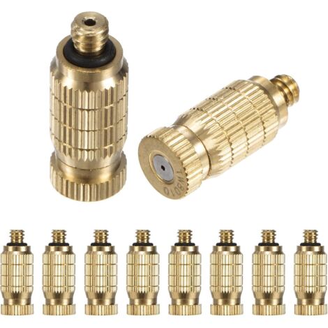 Lot de 10 Buses Brumisation en Laiton, Laiton avec Orifice 0,031"/0,8mm, Tête Buse à Haute Pression [10/24 UNC] - 0.8mm