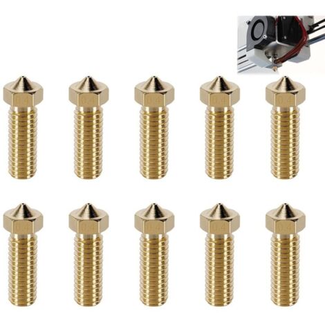 Lot de 10 buses haute vitesse de 0,4 mm pour imprimante 3D, buses en laiton et tête d'impression pour extrudeuse.