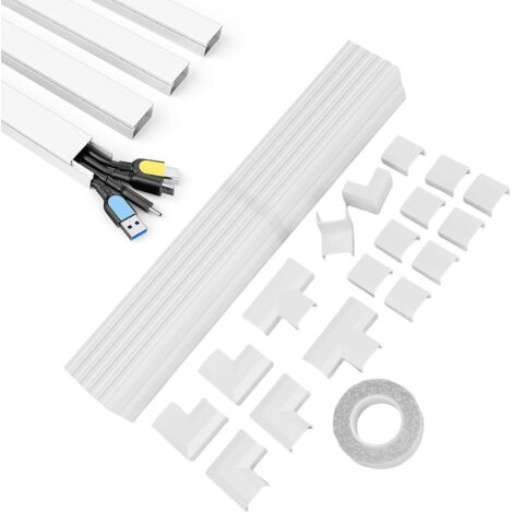 Lot de 10 cache-câbles muraux en PVC ignifugé, découpables et peignables, de dimensions 25 mm x 13 mm, pour 4 à 5 câbles Ethernet ou 5 à 6 fils de cuivre.