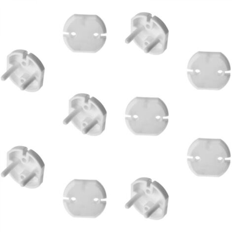Lot de 10 cache-prises de sécurité pour enfants, protections électriques pour 2 prises, blanc