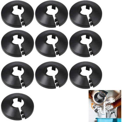 Lot de 10 cache-tuyaux de radiateurcolliers décoratifs noirs pour tuyaux de 16 mm de diamètre, protections pour tuyaux de radiateur.