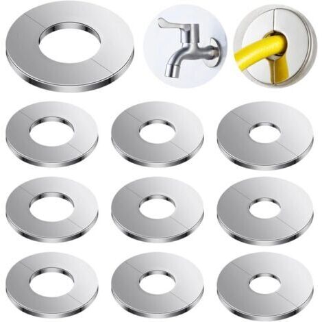 Lot de 10 caches tuyau radiateur – 4 tailles diamètre – Acier inoxydable – Installation facile avec adhésif double face – Finition polie miroir
