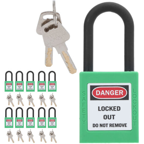 Lot de 10 cadenas de sécurité de 38 mm / 1,5 pouce, isolés et anti-poussière, adaptés aux usines, couleur verte