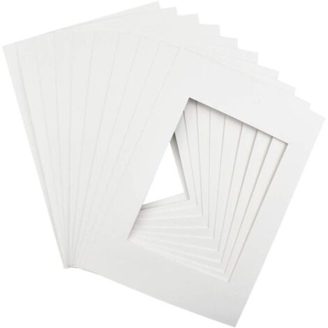 Lot de 10 cadres photo en papier - Format A4 - Blanc - Passe-partout - Sans acide - Sur mesure - Pour cadre photo, poster, photo peinte