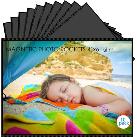 Lot de 10 cadres photo magnétiques ultra-fins de qualité supérieure, blancs, de 10,16 cm x 15,24 cm. Chaque cadre peut contenir des photos de 10,16 cm x 15,24 cm et convient aux réfrigérateurs sans ca
