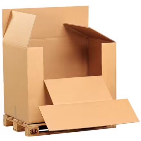 Lot de 10 Caisse carton américaine double cannelure 120 x 80 x 100 cm avec abattant