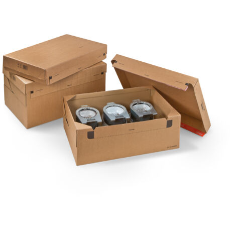 Lot de 10 Caisse carton ouverte palettisable 56,3 x 38,2 x 19,1 cm