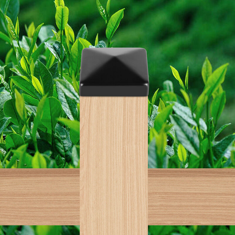 Lot de 10 capuchons de poteau, 71 mm x 71 mm, avec vis, capuchons de poteau, capuchons décoratifs pour clôture de jardin, poteaux en bois, noir