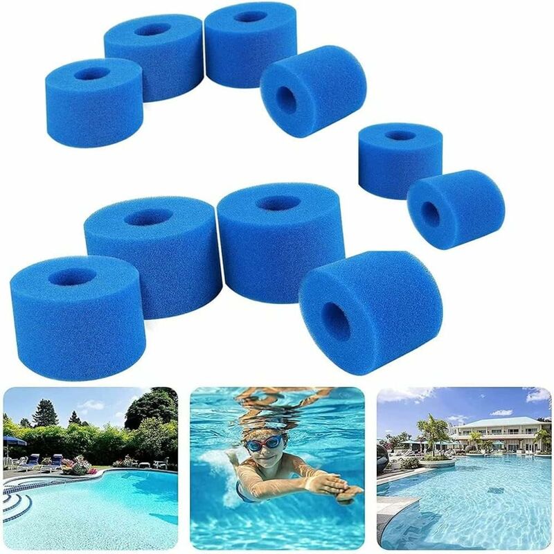 Lot de 10 Cartouches éponge pour Bestway Filtre de Piscine , Type vi pour Piscine Compatible avec Bestway 58383 Les filtres, réutilisables