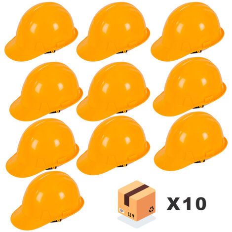 Lot de 10 casques de sécurité jaunes ABS