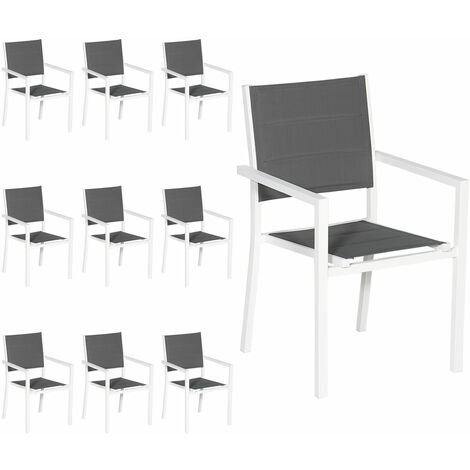 Lot de 10 chaises rembourrées en textilène et aluminium