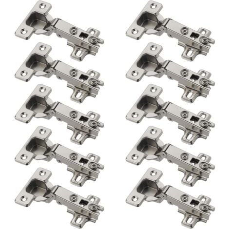 EVOTRADE Lot de 10 Charnières Boitier 35mm.- Droite (porte à recouvrement) + 10 Embases - Pour Portes d'Armoire et Armoires de Cuisine - 110 degrés