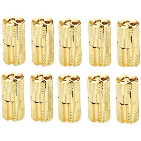 Lot de 10 charnières cylindriques en laiton invisibles dissimulées pour portes en bois, armoires, caravanes, 10 mm