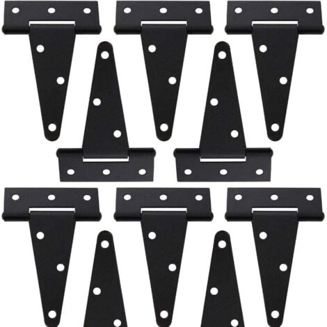 Lot de 10 Charnières en T 10,2 cm Fer Forgé Noir pour Porte Abri Jardin Grange Clôture