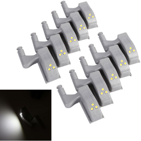 Lot de 10 charnières lumineuses LED pour placards, armoires et penderies (blanc froid)