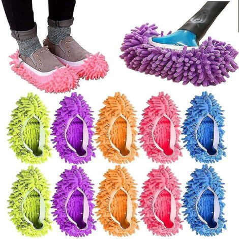 Lot de 10 chaussons-serpillères lavables et réutilisables en microfibre pour le nettoyage des sols et le dépoussiérage des sols (pour femmes)