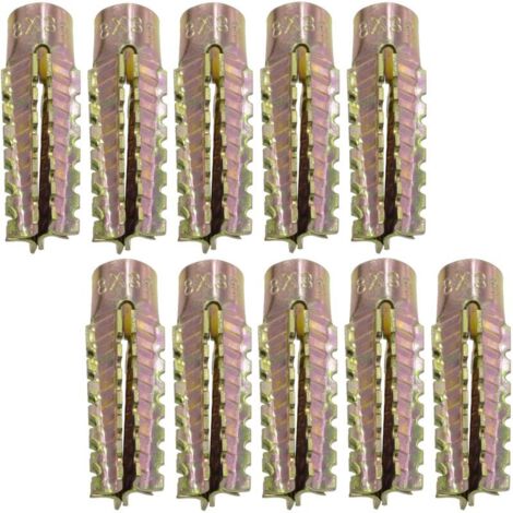 Lot de 10 chevilles à expansion en métal M8x38mm Fixation béton, carreaux de plâtre Résistance élevée, sans pré-perçage