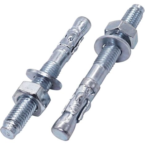 Lot de 10 Chevilles, M10 x 90 mm, Acier Galvanisé, Boulons Ancrage, Maçonnerie, Béton