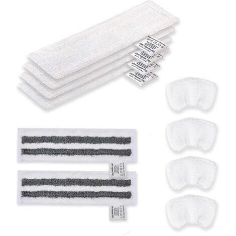 Lot de 10 Chiffon Microfibre, 6 Bonnette et 4 Serpilliere, Compatible Karcher Easyfix, Pour Nettoyeur Vapeur Sol