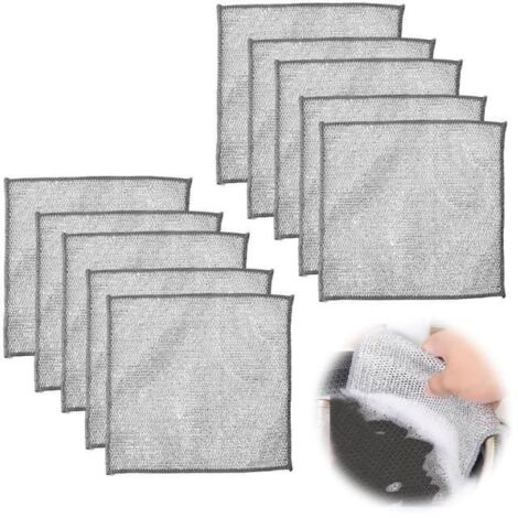 Lot de 10 chiffons de nettoyage pour vaisselle, chiffon de nettoyage pour verre, en fil métallique, multifonction en microfibre,yd