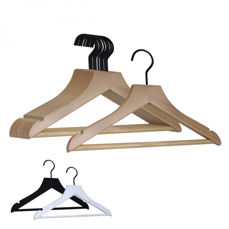 Lot de 40 cintres 32 cm pour vêtements enfant premium avec crochet pivotant à 360° - Bois clair Vivezen