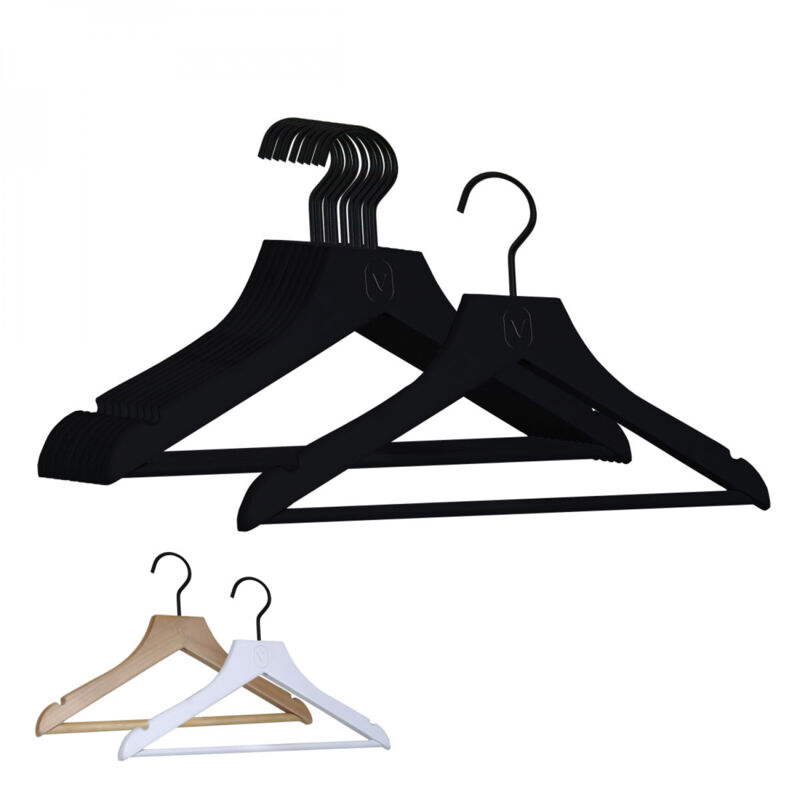 Lot de 10 cintres 32 cm pour vêtements enfant premium avec crochet pivotant à 360° - Noir Vivezen