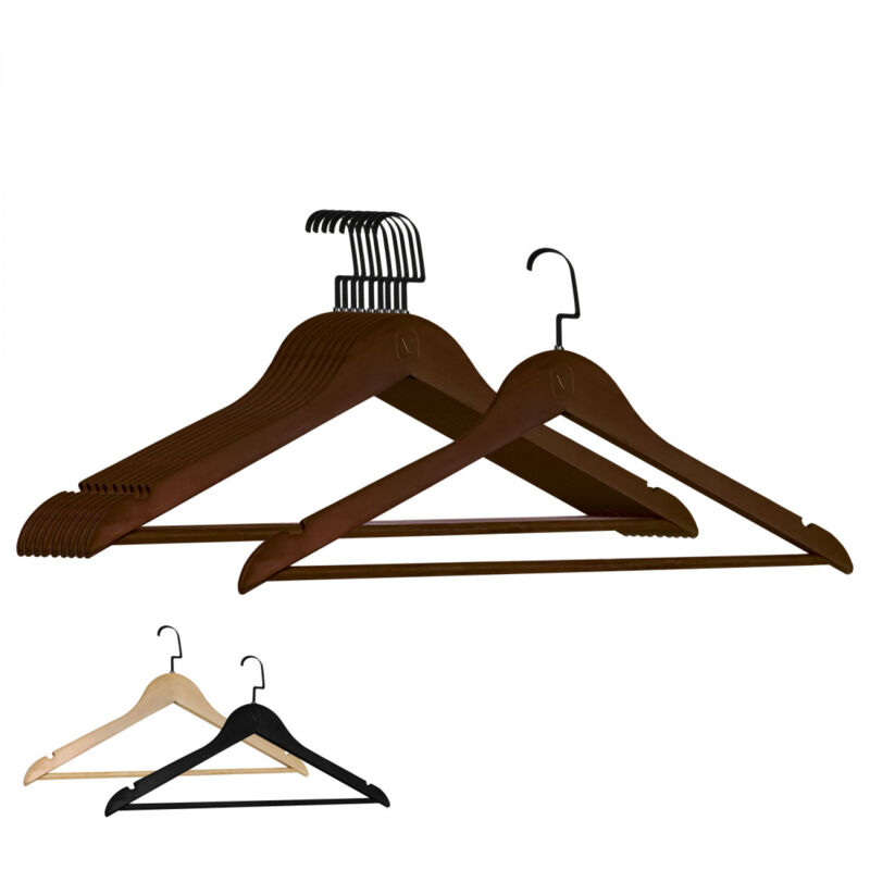 Lot de 40 cintres 44.5 cm pour vêtements adulte premium + avec crochet pivotant à 360° - Bois foncé - Vivezen