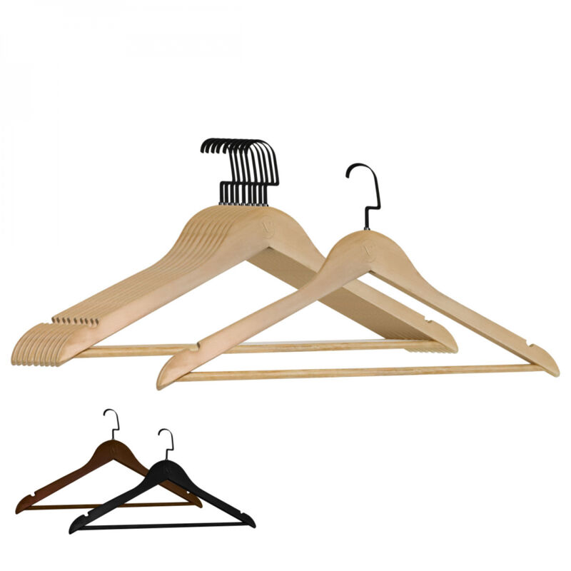 Lot de 40 cintres 44.5 cm pour vêtements adulte premium + avec crochet pivotant à 360° - Bois clair - Vivezen
