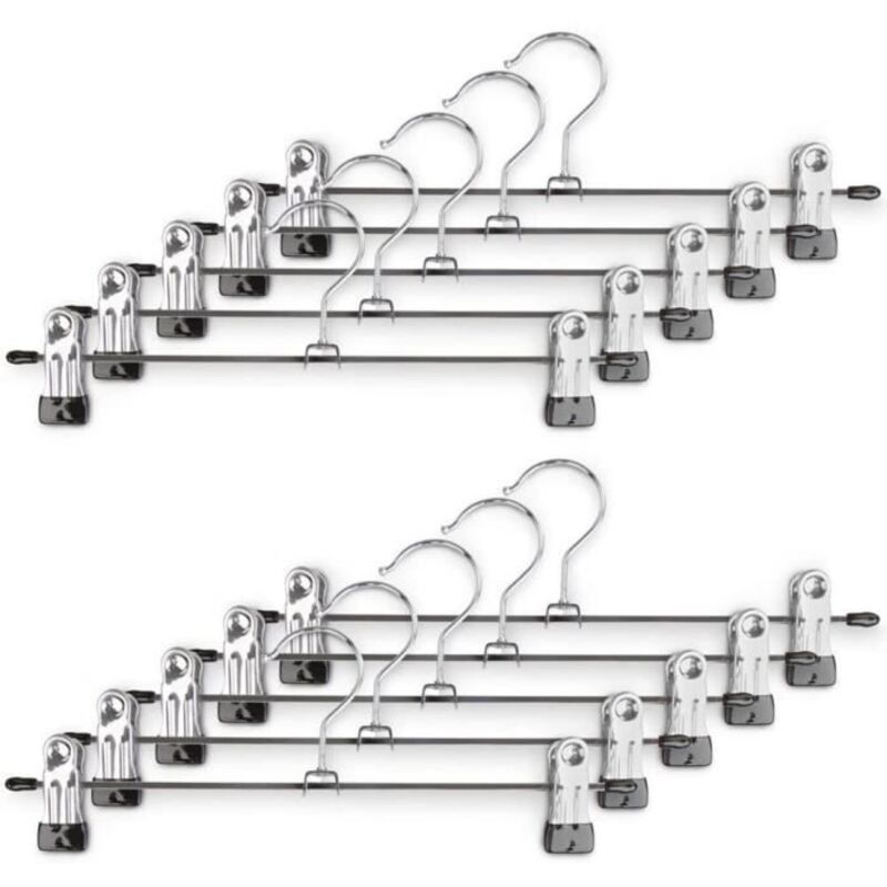 Lot de 10 cintres antidérapants en métal avec 2 pinces réglables