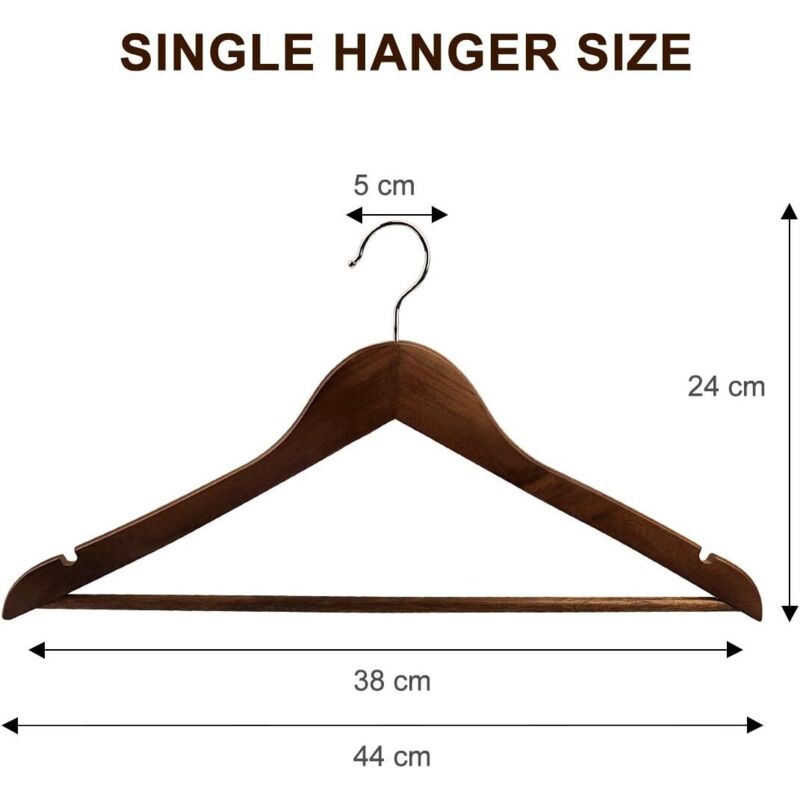 Lot de 10 Cintres en Bois Massif avec Rainures Cintres Vintage à Barre Rotation à 360° pour Robe Chemise Soutien-Gorge Pantalon Manteau