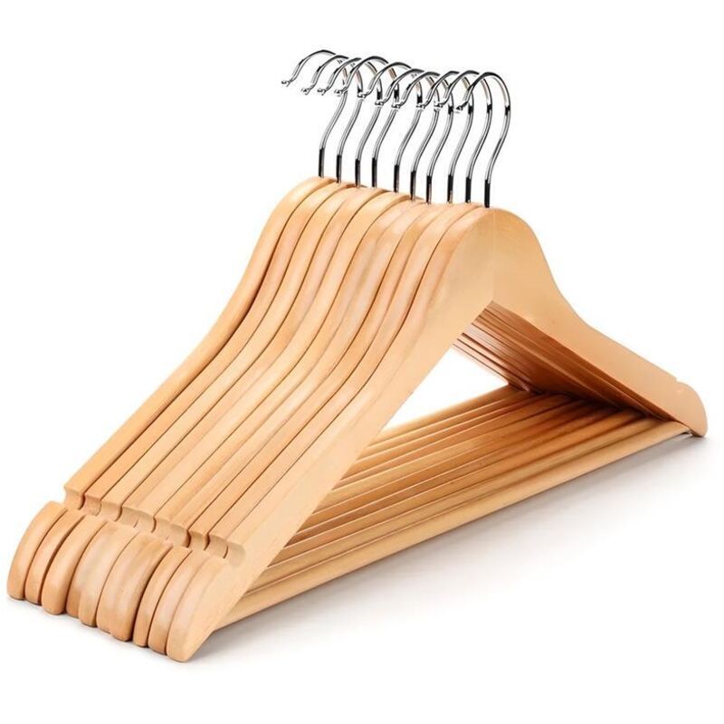 Lot de 10 cintres en bois pour garde-robe