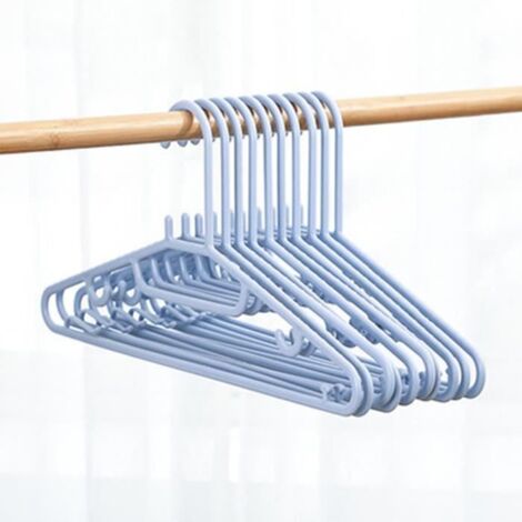 Lot de 10 cintres en plastique - BLUE - Anti-dérapant - Supporte jusqu\'à 5 kg