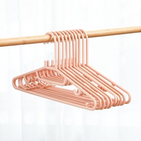 Lot de 10 cintres plastique multifonction anti-dérapants pour vêtements adultes - Rouge
