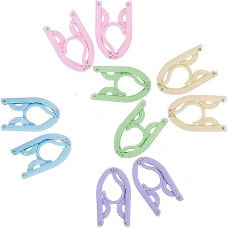 Lot de 10 cintres pliables et colorés, multifonctionnels, pour les voyages, l'intérieur et l'extérieur.