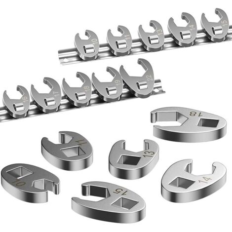 Lot de 10 clés à douille - Couple - Jeu de clés à douille - Tailles métriques de 10 à 22 mm - Jeu de clés à pied de coq métrique avec entraînement 3/8"