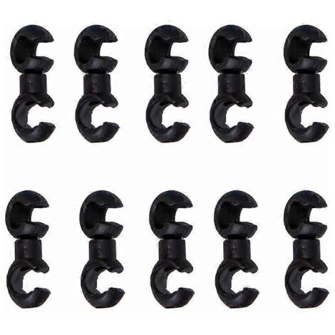 Lot de 10 clips de câble de vélo avec crochets rotatifs, support de fixation pour câble de frein et de dérailleur VTT, modèle : noir-AquaForge