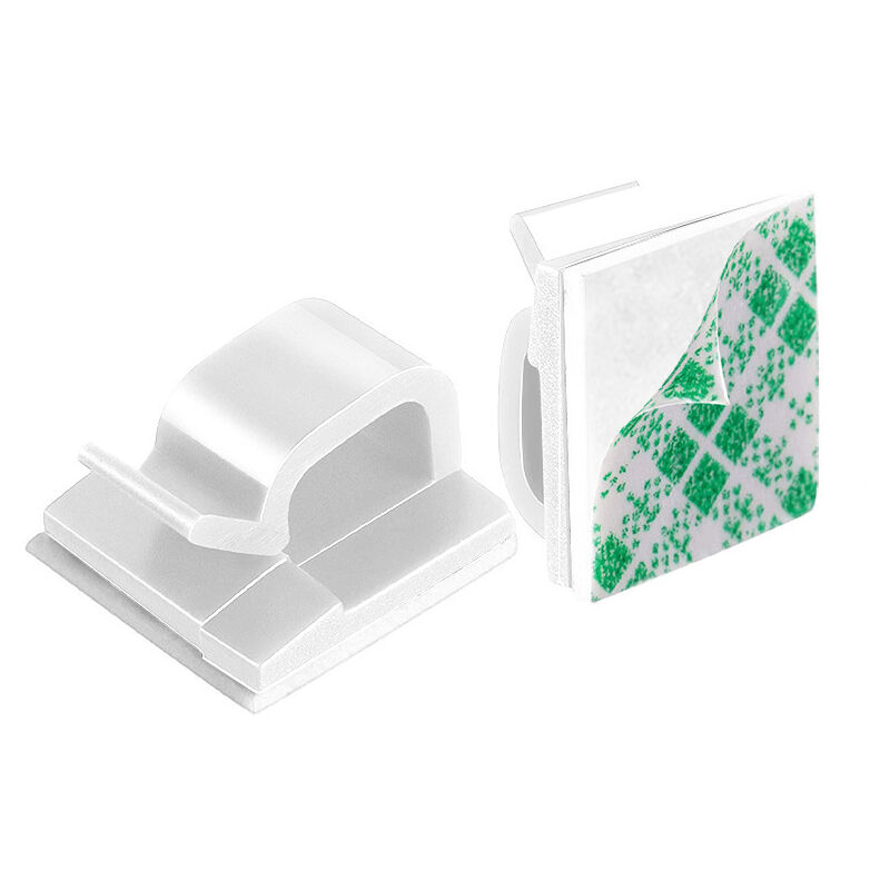 Lot de 10 clips de câble adhésifs pour voiture, bureau et maison Blanc