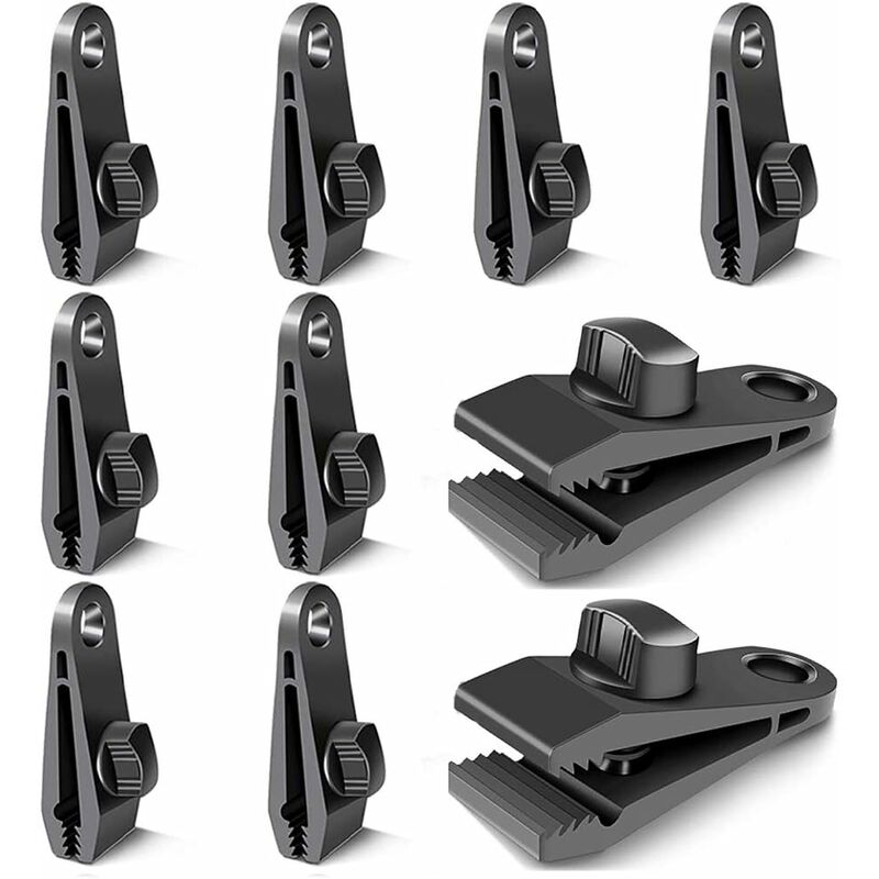 Lot de 10 clips de fermeture pour rideaux, bâches, clips pour fixation de bâches, pour tentes, camping, soleil, coupe-vent, accessoires (noir) Fei Yu