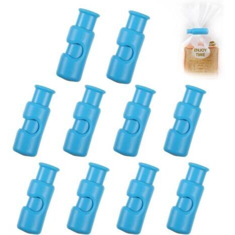 Lot de 10 clips de fermeture pour sacs de congélation, clips de fermeture pour sacs, réutilisables, pour aliments ouverts et collations, bleus