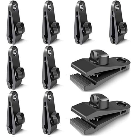 Lot de 10 clips pour rideau, clips pour bâches, crochets pour bâches, coupe-vent, pinces pour tentes de camping, clip accessoire de soleil coupe-vent